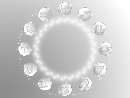 Zodiac sign . Astrological symbol. Zodiac circle on a white  background. Stars. Circle of Life.のイラスト素材