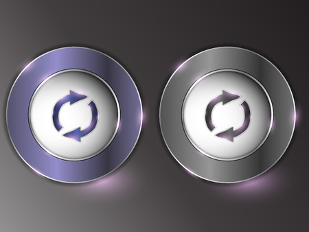 3d silver button on gray background.Set of buttons. The button is on and off.のイラスト素材