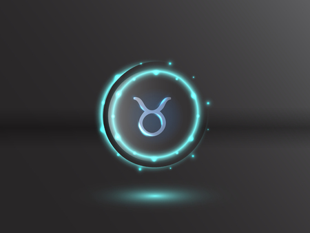Glowing zodiac symbol on a gray backgroundのイラスト素材