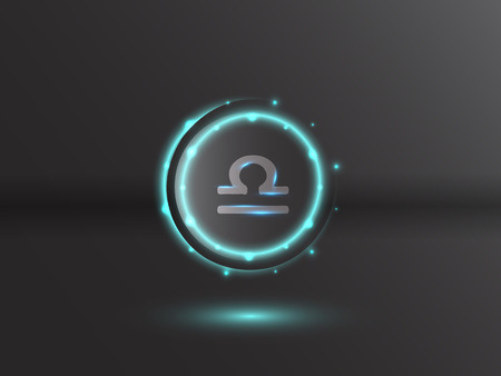 Glowing zodiac symbol on a gray backgroundのイラスト素材
