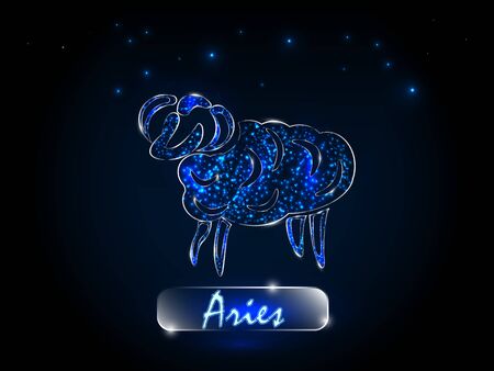 Aries.Zodiac symbol on a background of the starry sky. Signs of the zodiac, astrology.のイラスト素材