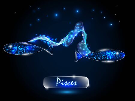 Pisces.Zodiac symbol on a background of the starry sky. Signs of the zodiac, astrology.のイラスト素材