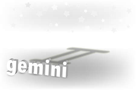 3d inscription Zodiac sign and a shadow in the form of a symbol on a white background. Astrological symbolism.のイラスト素材