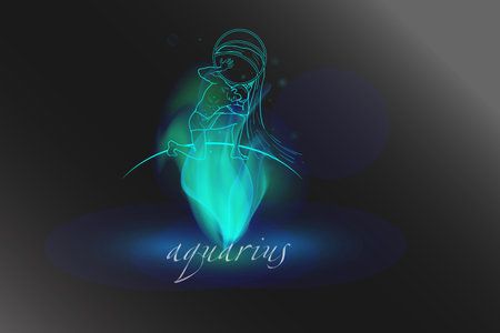 Zodiac sign in a glowing flame on a gray background. Astrological symbolism.のイラスト素材
