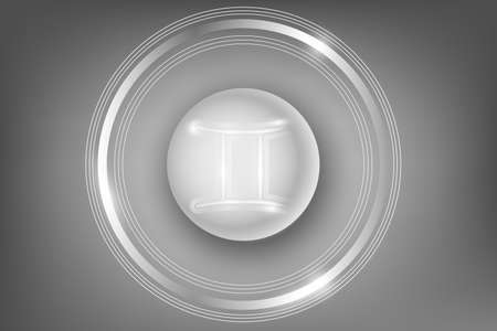 Glowing Zodiac Sign on a white button. Astrological symbolism.のイラスト素材