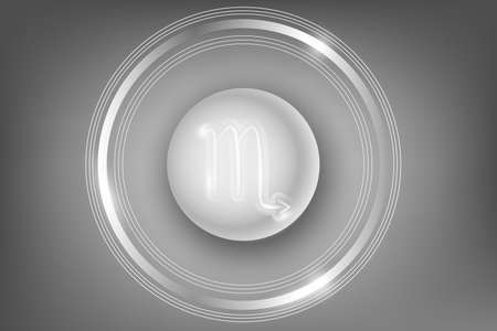 Glowing Zodiac Sign on a white button. Astrological symbolism.のイラスト素材