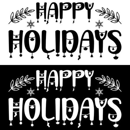 Happy Holidays, Merry Christmas Holiday T-shirt Print Templateのイラスト素材