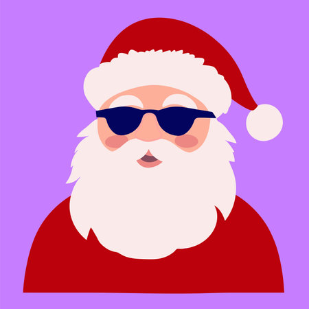Cool Santa Claus Cartoon in Sunglasses and Festive Hatのイラスト素材