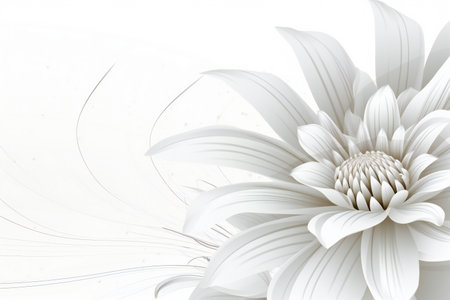white flower on white background with copy space for your text or imageの素材