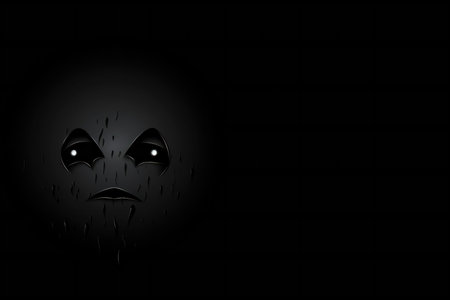 Scary face on a dark background.の素材