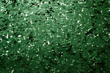 green confetti on a green background. Festive abstract background.の素材