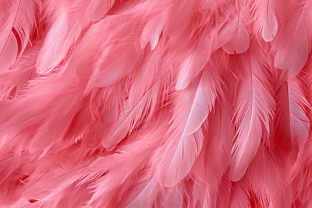 Beautiful pink feathers as background, closeup. Texture of featherの素材