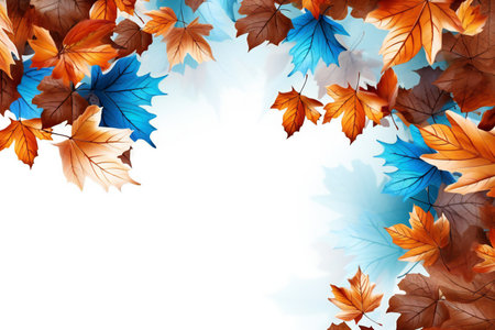 Autumn leaves background with space for your text.の素材