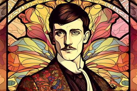 Portrait of a man in the style of stained glass.の素材