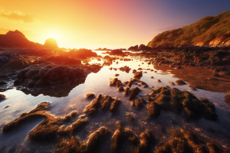 Beautiful seascape. Sunset over the ocean.の素材