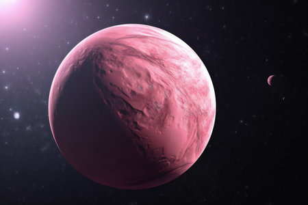 an alien planet in space with stars and nebulaの素材