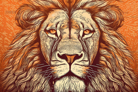 Lion head illustration. Hand drawn sketch for tattoo or t-shirt.の素材