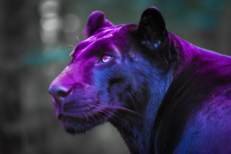 Black panther (Panthera leo) portrait.の素材