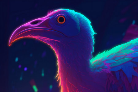 Illustration of a Vulture in Blue and Pink Lightの素材