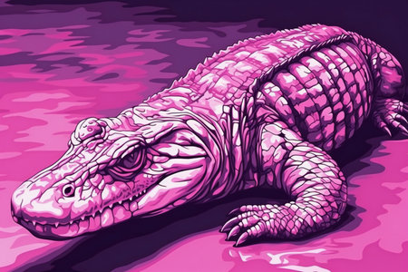 Crocodile in the river.  illustration of a crocodile.の素材
