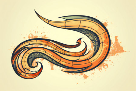 abstract vector grunge background with orange and brown wave design elementの素材