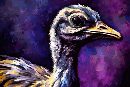 Ostrich bird digital painting. Digital painting of an ostrich bird.の素材