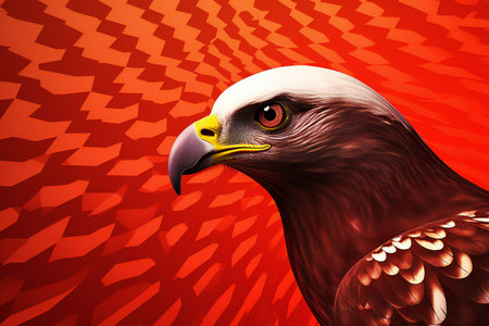 Eagle head on abstract background.の素材