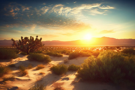 Sunset over the desert in California, USA.の素材