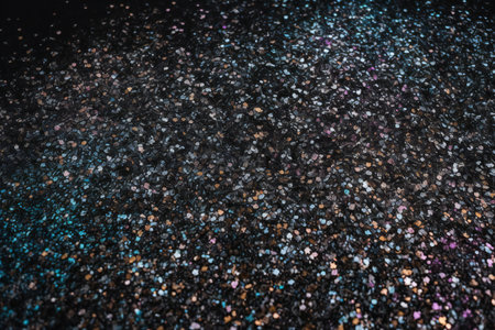 glitter vintage lights background. silver, blue and black. de-focusedの素材
