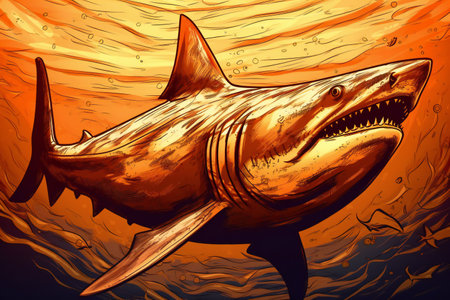 Shark in the ocean. illustration of a shark in the ocean.の素材