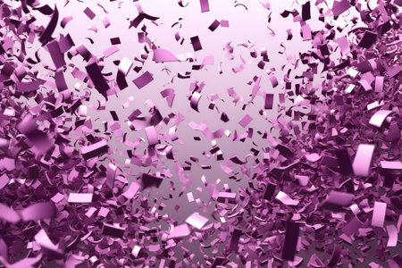 illustration of abstract background with flying pieces of purple and pink particlesの素材