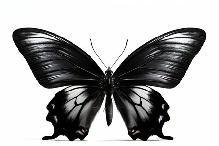 Black butterfly isolated on a white background.の素材
