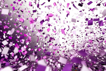 illustration of abstract background with flying pieces of purple and violet confettiの素材