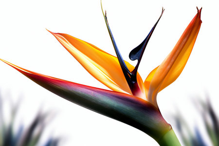 Strelitzia reginae or Bird of Paradise flower on white backgroundの素材
