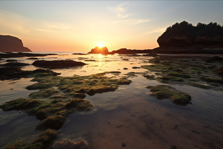 Beautiful seascape at sunset. Nature composition and vibrant colors.の素材