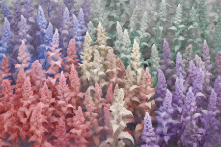 Colorful of salvia flowers in the market, closeup of photoの素材