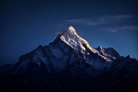 Peak of Mount Everest at night, Khumbu valley, Nepalの素材