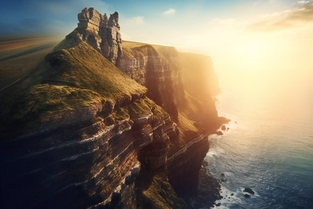 Beautiful sunrise over the cliffs of Etretat, Normandy, Franceの素材