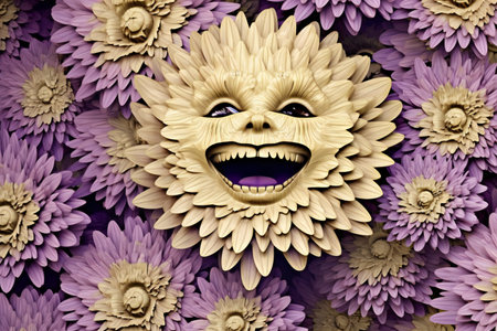 Happy face of chrysanthemum flowers.の素材