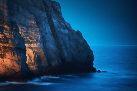 Dramatic seascape with cliffs and sea. Long exposureの素材