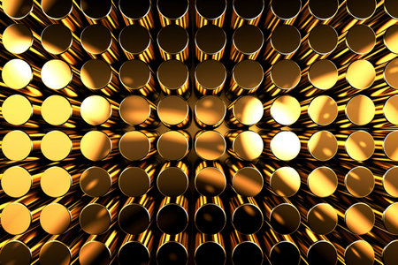 abstract of metal pipes background with lights and reflectionsの素材