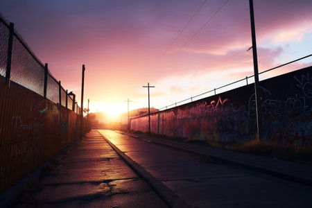 Sunset in the city. Sunset in the city. Urban landscape.の素材