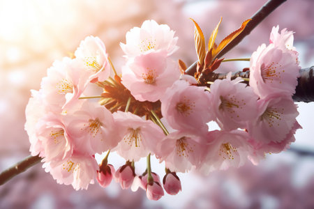 Cherry blossom in spring time. Blossoming sakuraの素材
