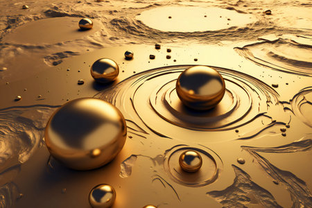 illustration of a drop of water with a gold background.の素材