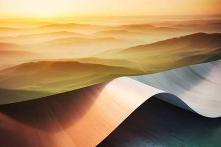 Mountain landscape at sunset.の素材