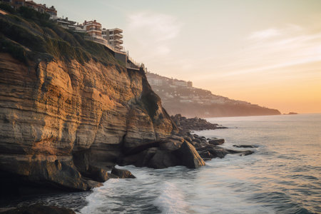 Sunset in the city of Sorrento, Campania, Italyの素材