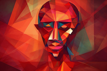 Abstract polygonal man face, low polygonal illustration.の素材