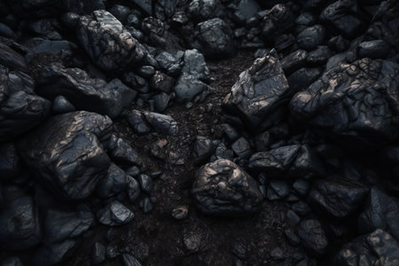 Black stones on the seashore in the evening. Toned.の素材