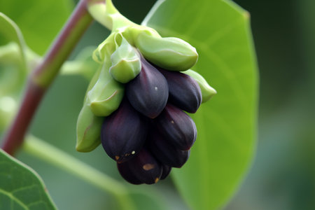 Close-up of black and purple flower (Cochlospermum indicum)の素材