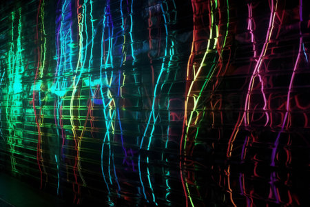 abstract background of colored light streaks on a black background. long exposureの素材